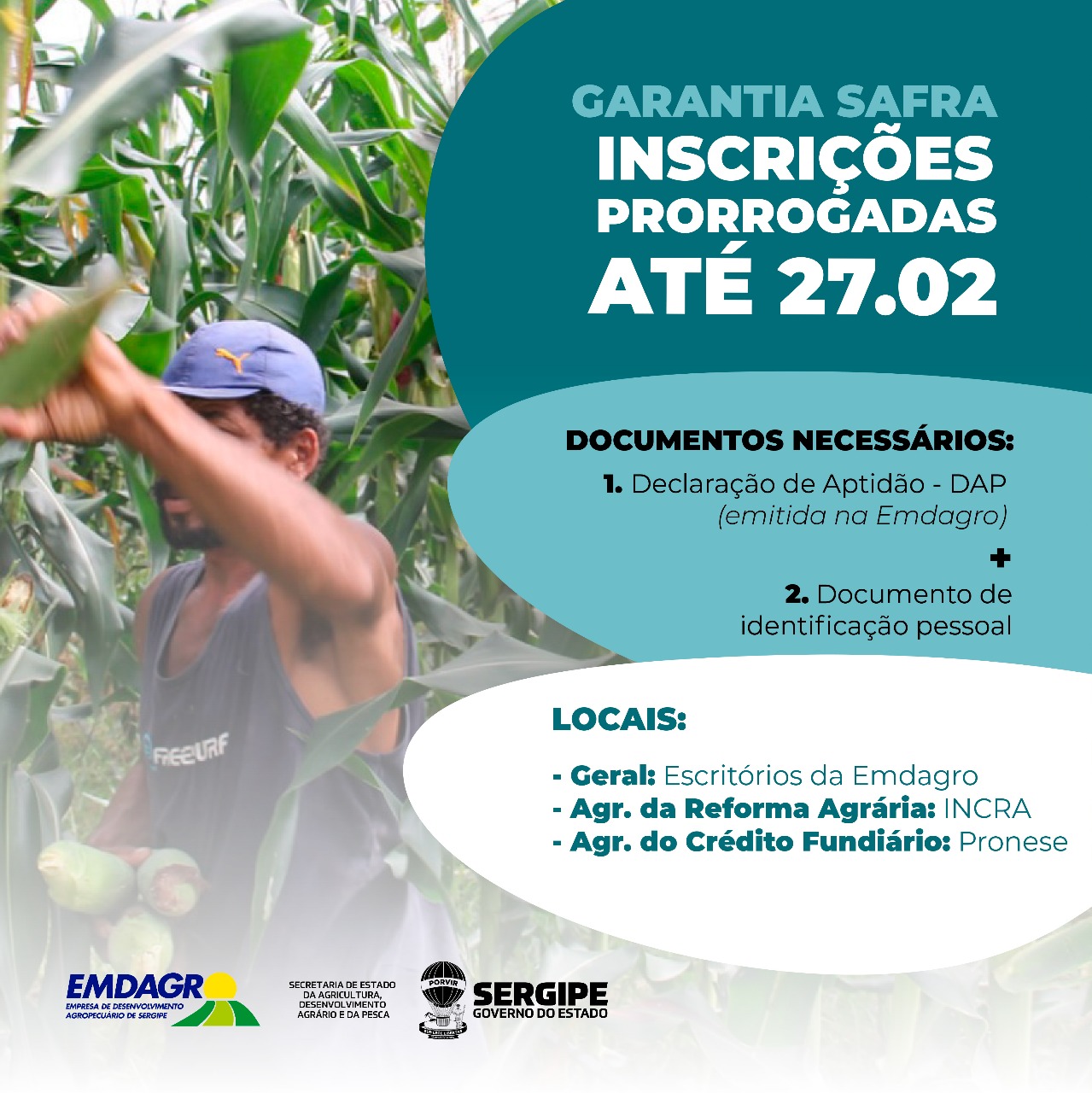 Agricultores podem aderir ao Garantia-Safra até o dia 27